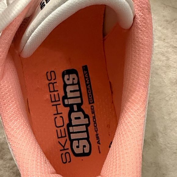 Skechers Women's White and Peach Athletic Shoes - Picture 3 of 8